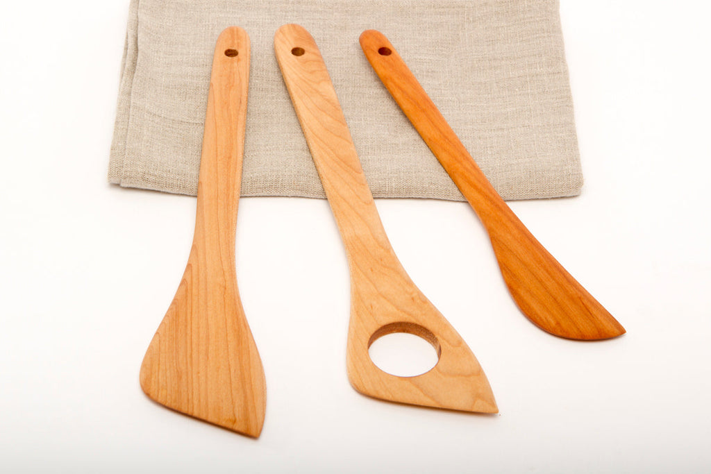 Wood Spoon and Wooden Spatula Set 6-PC Right or Left-Handed