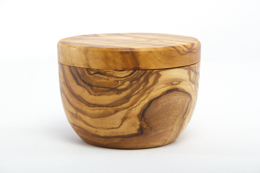 Wood Salt Box with Snap Shut Swivel Lid